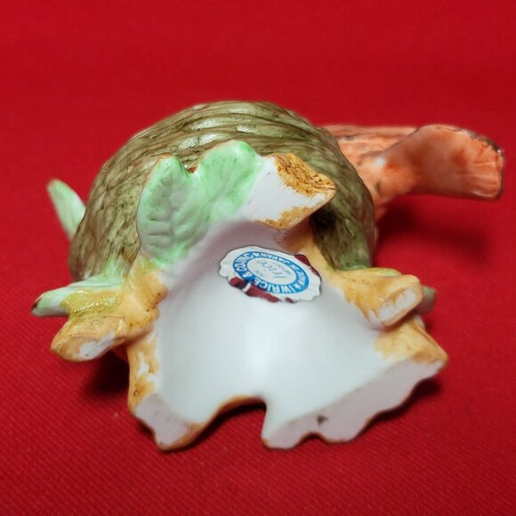 Vintage IW Rice Cardinal Bird Perched on Nest Porcelain Figurine - Picture 5 of 13